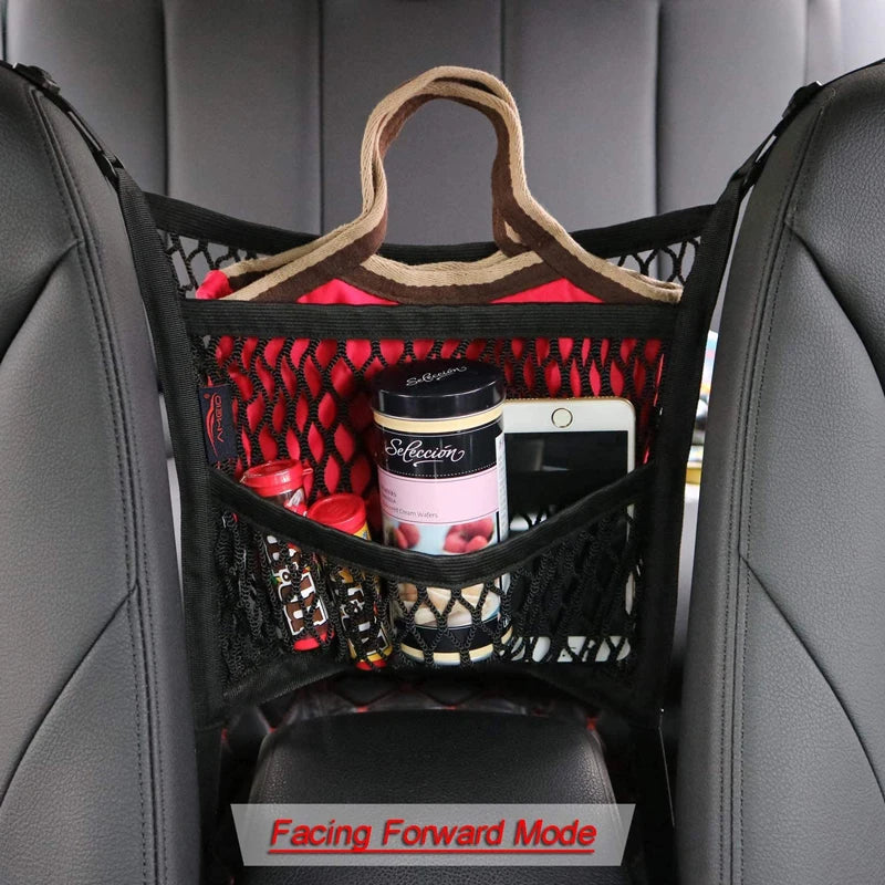 Car Storage Net Bag Between Seats Car Divider Pet Barrier Stretchable Elastic Mesh Bag Organizer Auto Accessories Lootquake LLC