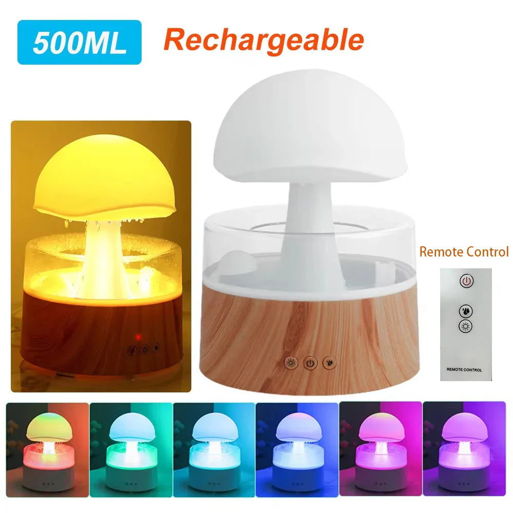 Mi Mushroom Air Humidifier Wireless Fragrance Diffuser Bedroom Essential Oils Diffuser Rain Cloud Night Light Home Appliance Lootquake LLC