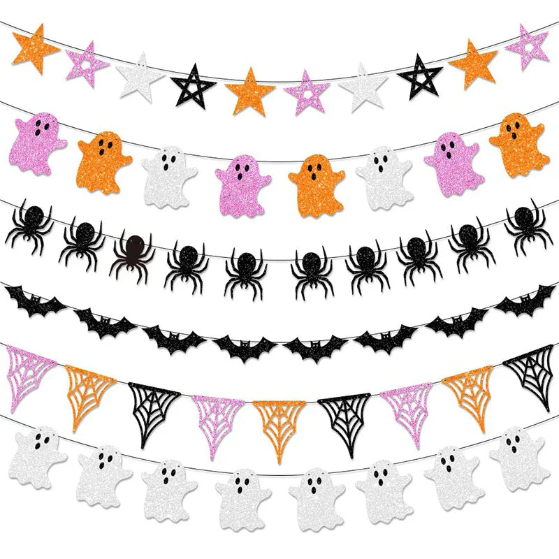 Halloween Themem Party Decoration Banner Ghost Festival Atmosphere Decoration Ghost Spider Bat Banner Decoration Supplies Lootquake LLC