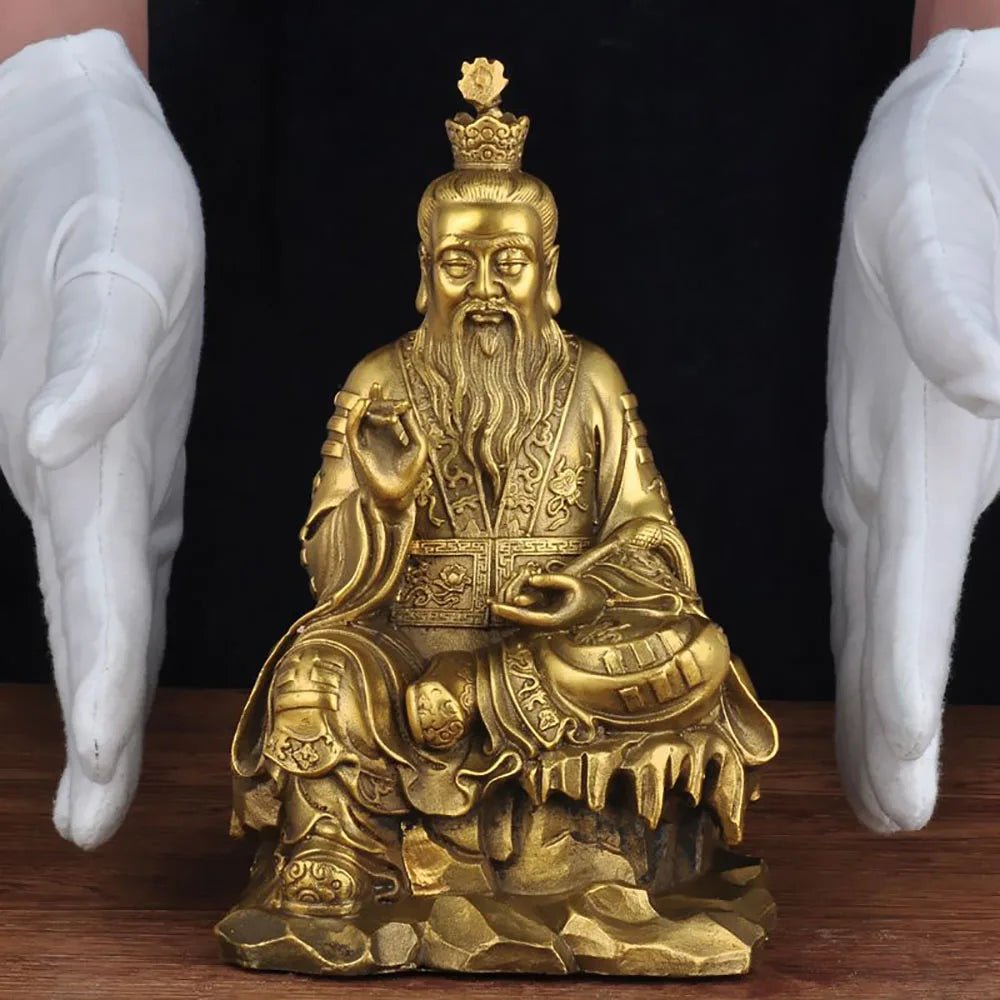 Chinese Brass Seiko Taoism Taishang Laojun Crafts Buddha Statue Ornament Sculpture Carving Buddha Statue Collection Home Decor Lootquake LLC