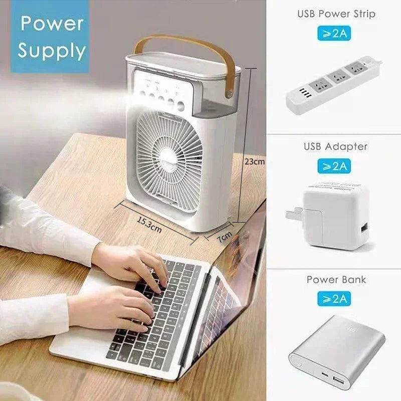 3 In 1 Fan AIr Conditioner Household Small Air Cooler LED Night Light Portable Humidifier Air Adjustment Fan Office Home Fan New Lootquake LLC