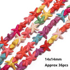 36pcs 14mm Starfish Shape Natural Turquoise Stone Beads Colorful Howlite Handmade Beads for Jewelry Making DIY Pendant Crafts Lootquake LLC