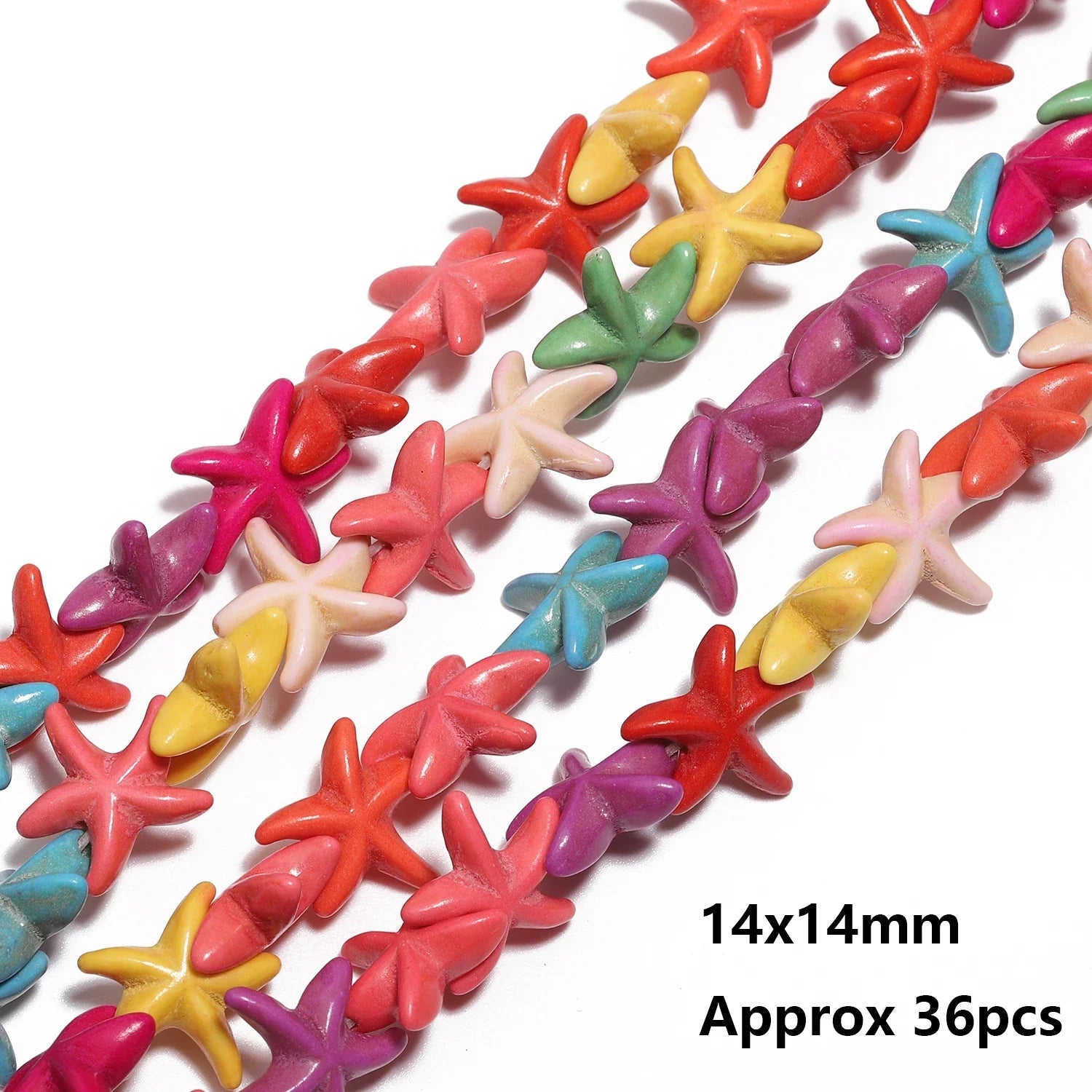 36pcs 14mm Starfish Shape Natural Turquoise Stone Beads Colorful Howlite Handmade Beads for Jewelry Making DIY Pendant Crafts Lootquake LLC