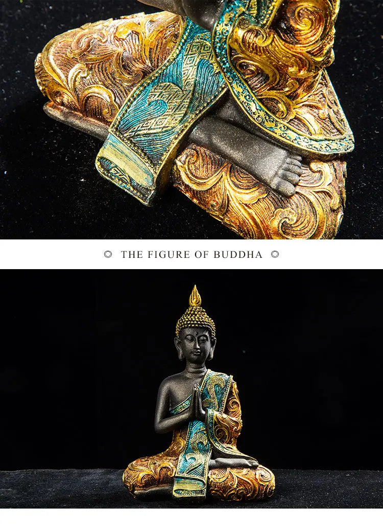Large Buddha Statue Thailand Buda Buddha Sculpture Green Resin Handmade Buddhism Hindu Fengshui Figurine Meditation Home Decor