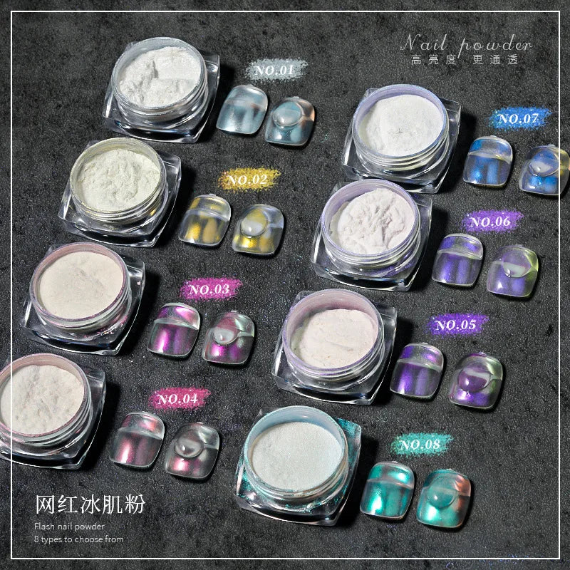 Ultra-Fine Aurora Nail Glitter Powder Sparkle Ice Transparent Polish Iridescent Nail Powder Multi Mirror Effect Glitter Dust Lootquake LLC