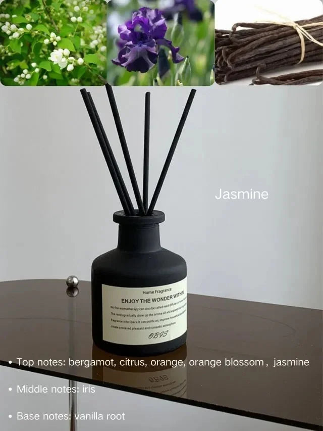 50ml Aromatherapy Essential Oil Flameless Freesia Jasmine Fragrance Oil with Reed Diffuser Stick Home Room Air Freshener Decor Lootquake LLC