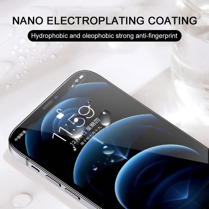 4PCS Full Cover Protective Glass For iPhone 11 12 13 14 Pro Max Screen Protector On iPhone X XR Xs Max 6S 7 8 Plus 13 Mini Glass Edge to Edge Coverage Ultra Clear Anti-Dust 9H Hardness Screen Protector Stevvex