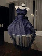 2025 Women Kawaii Ruffles Bow Suspender Princess Dresses Gothic Lolita Jsk Mini Dress Girl Sweet Fairy Party Trailing Dress