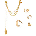 LATS Gold Color Leaves Ear Cuffs, Black Non-Piercing Ear Clip Earrings for Women & Men Lootquake LLC