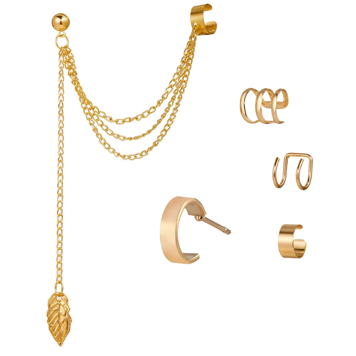 LATS Gold Color Leaves Ear Cuffs, Black Non-Piercing Ear Clip Earrings for Women & Men Lootquake LLC