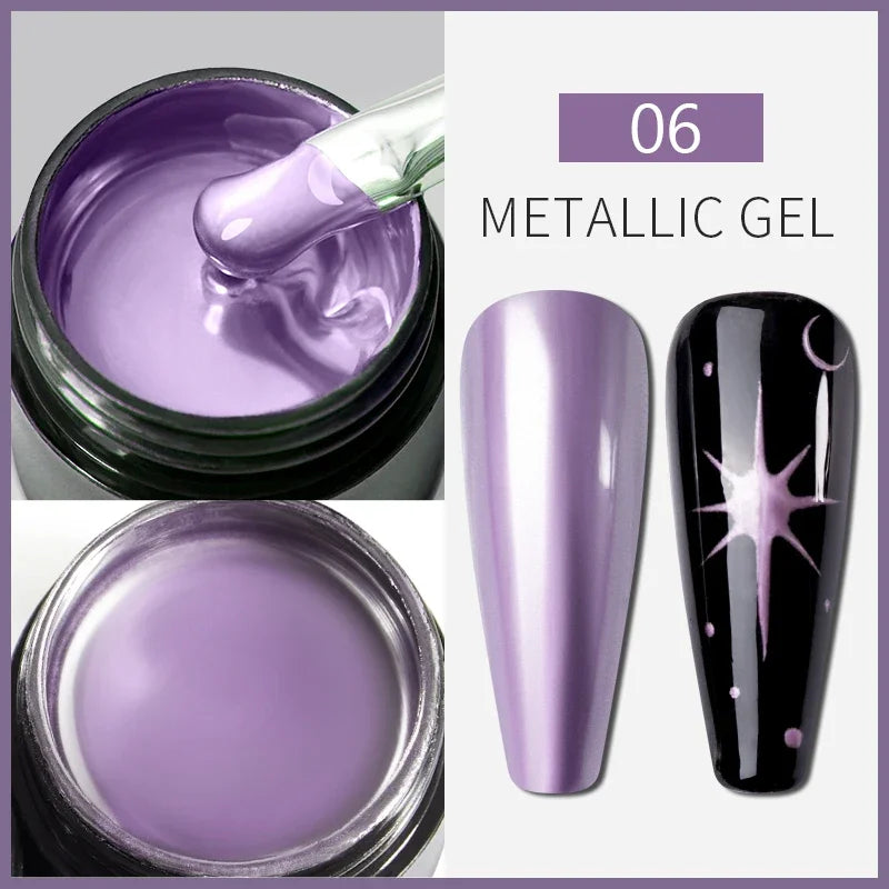 5ML Gold Silver Metallic Liner Paint Gel Polish Chrome Mirror Metal Effect Super Bright French UV LED Semi Permanent Nail Gel Lootquake LLC