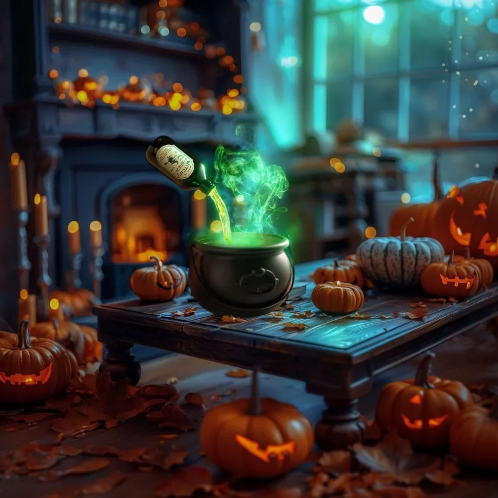 Halloween Black Witch Bowl Magic Float Bottle and Diffuser Horror House Decoration Hocus Pocus Party Scary Props Halloween Decor