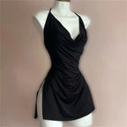 V Neck Backless Sundress | Sexy Lace Up Beach Dress -femstylo