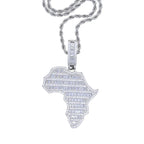 New Arrive Rectangle Cubic Zirconia CZ Paved Bling Africa Map Shaped Pendant Necklace Hip Hop Men Boy Cool Meaning Jewelry Lootquake LLC