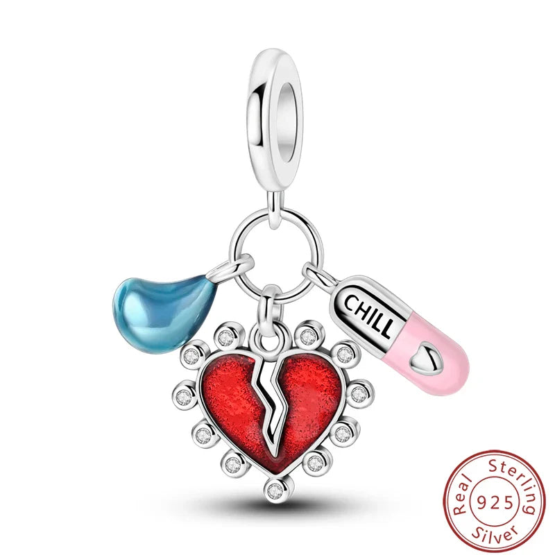 S925 Sterling Silver Princess Golf Hamster Camera Travel Three Piece Set Charms Beads 3mm DIY Fine Jewelry Making Lootquake LLC