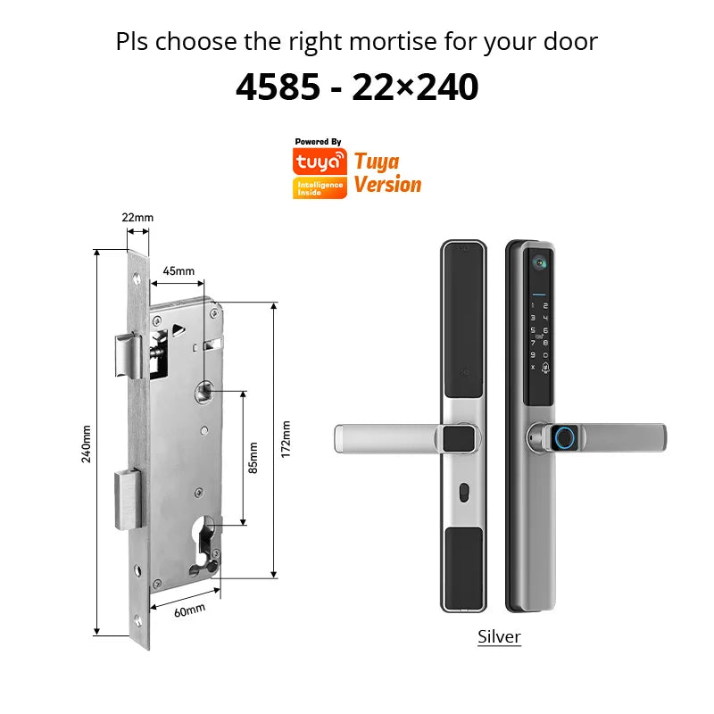Waterproof Camera Outdoor Fingerprint TUYA WIFI APP RFID Card Code Keyless Smart Electronic Door Lock Aluminum/Glass Sliding