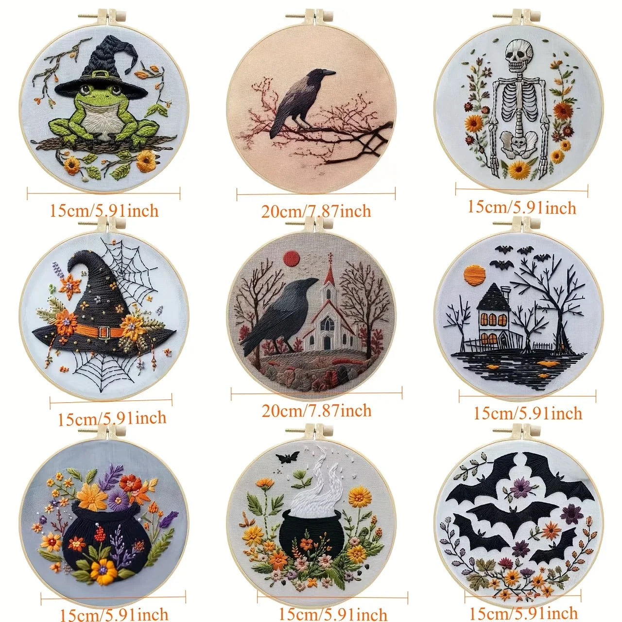 Halloween-themed pattern hand-embroidery DIY set material package, the set includes needles, threads, embroidery strips, and an Lootquake LLC