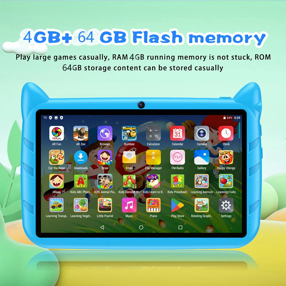 7 Inch Kids Tablets Children's Gifts Learning Education Android Tablet PC Quad Core 4GB RAM 64GB ROM 5G WiFi Bluetooth Cameras Lootquake LLC
