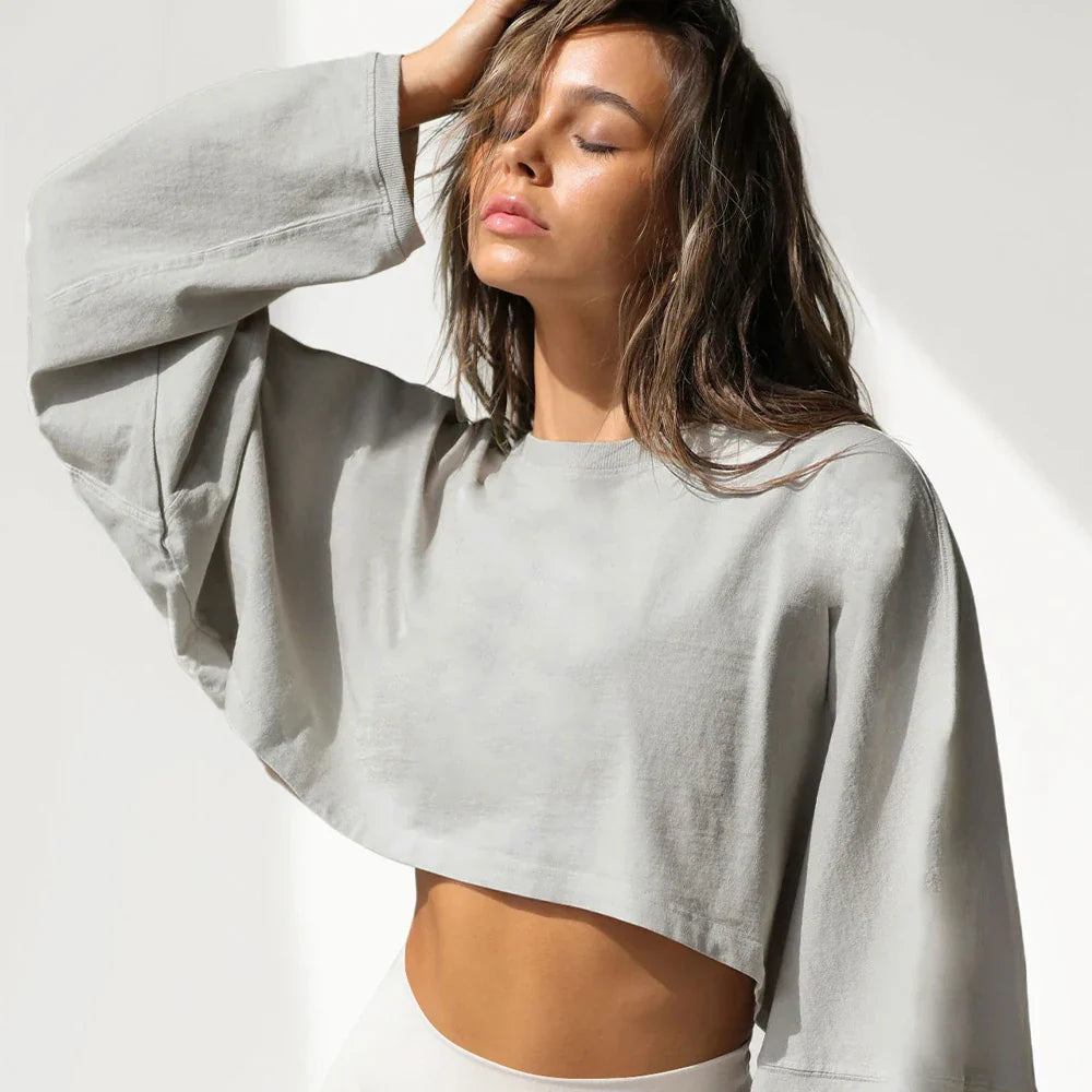 FitFlow Long Sleeve Crop Top THRIXINE