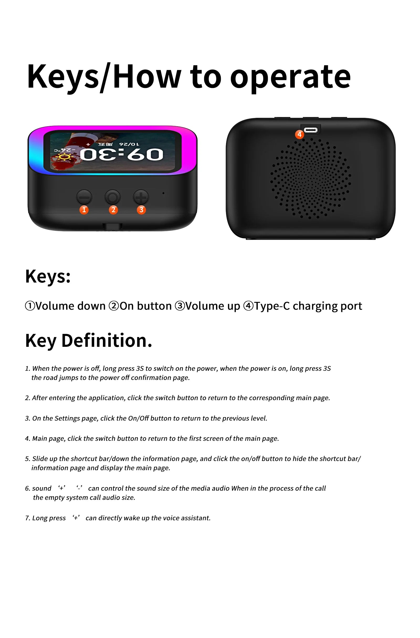 Smart Bluetooth Translator RGB Speaker 18 Languages Real-time Translation AI bluetooth 5.4 speaker with LCD display, game,alarm Lootquake LLC