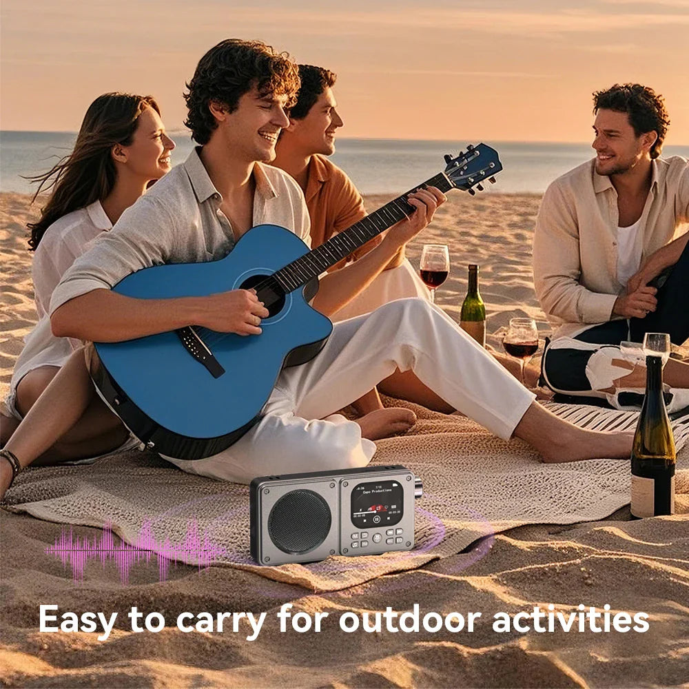 Wireless Bluetooth5.4 Speakers 87.5-108MHz Portable FM Radio Outdoor Radio MP3 Music Player Support Earphone TF Card Video Clock Lootquake LLC