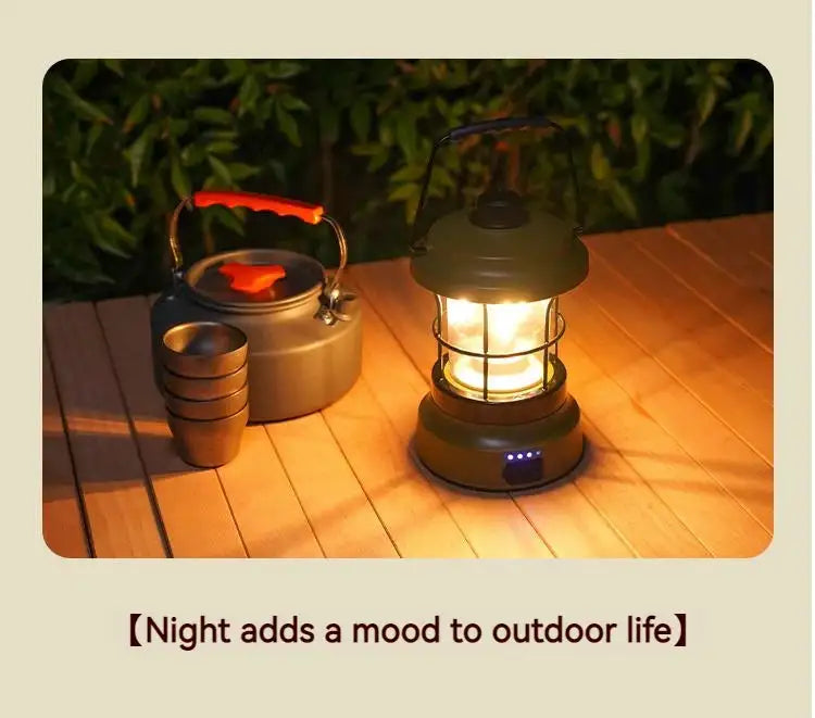 Retro Lamp Portable Camping Lantern USB Recharge Camping Tent Travel Light Vintage Outdoor Lighting Camping Equipment Flashlight