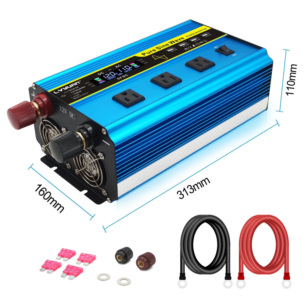 4000W Pure Sine Wave Inverter DC 12v/24v To AC 110v 60HZ Voltage Converter Car Solar Power Inverter Lootquake LLC