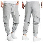 Mens Sweatpants Straight Fit Drawstring Multi-pocket Pants THRIXINE