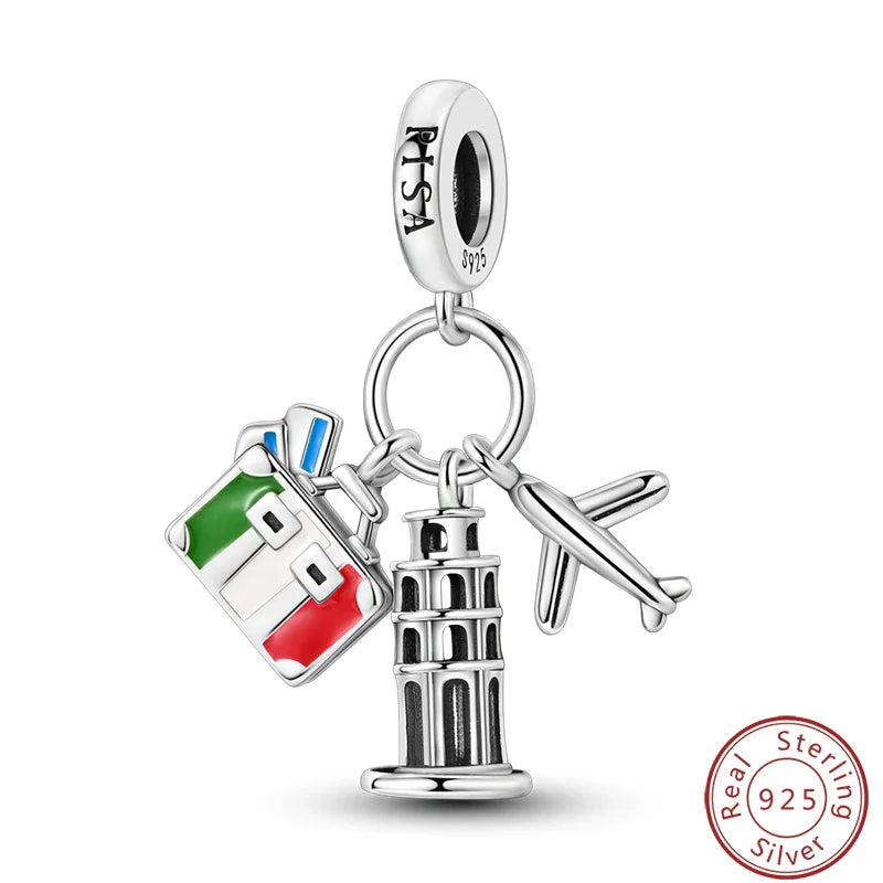 S925 Sterling Silver Princess Golf Hamster Camera Travel Three Piece Set Charms Beads 3mm DIY Fine Jewelry Making Lootquake LLC