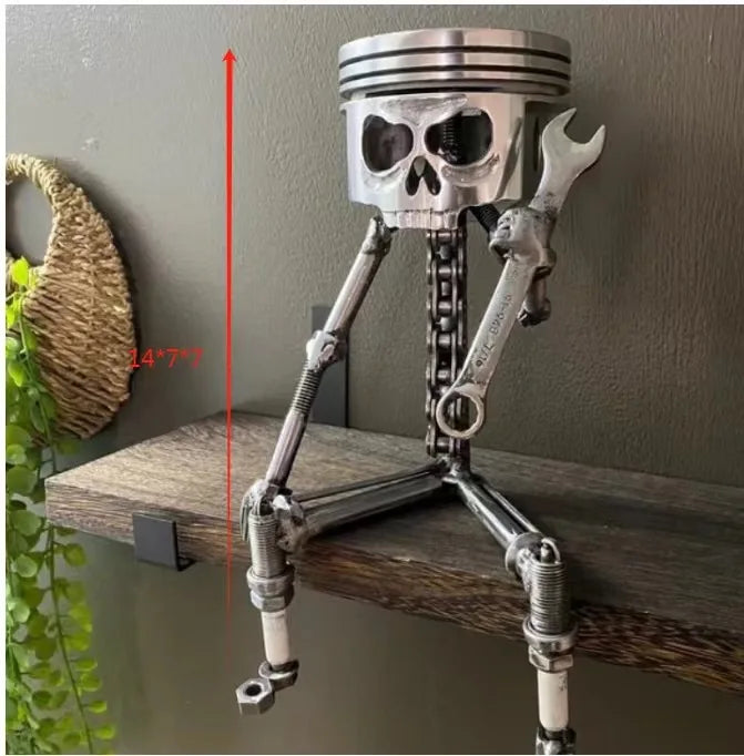 Carved Piston Skull Face Sculpture Resin Skull Artwork Statue Crafts Home and Office Personalised Desktop Decoration Ornaments Lootquake LLC