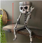 Carved Piston Skull Face Sculpture Resin Skull Artwork Statue Crafts Home and Office Personalised Desktop Decoration Ornaments Lootquake LLC