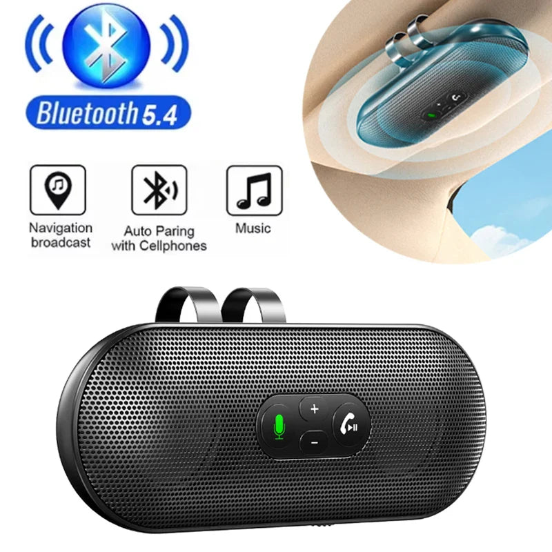 Bluetooth 5.4 Speaker Handsfree Car Kit Sun Visor Clip Wireless Audio Receiver Speakerphone Loud Music Player Dual Microphone Lootquake LLC