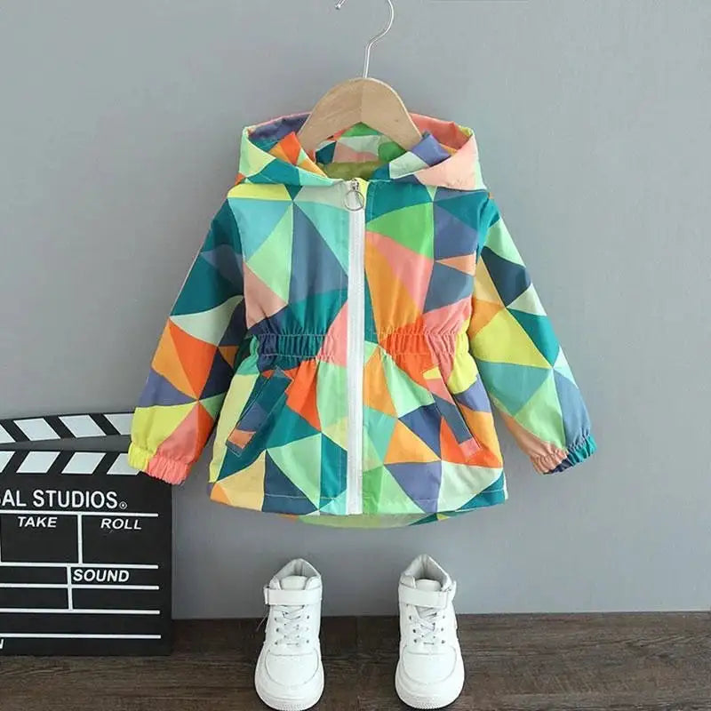 Cartoon Girls Jackets Cute Little Fox Kids Windbreaker Hooded Baby Coat Spring Autumn Children Outwear Toddler Girl Clothes