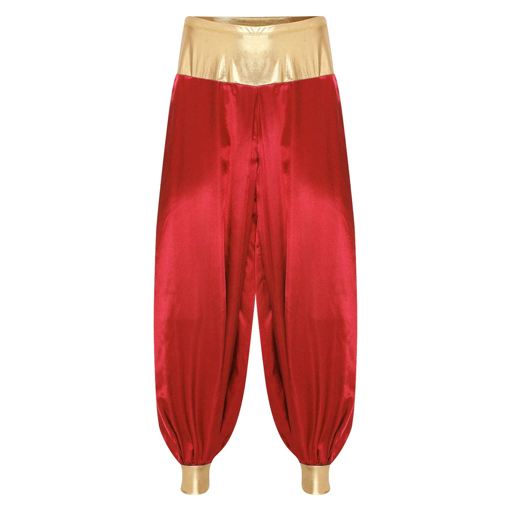 Halloween Men Arabian Indian Prince Cosplay Costume Stain Shiny Harem Trousers Arab Costume Carnival Dress Up Lantern Long Pants Lootquake LLC