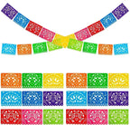 4 PCS Mexican Party Banners,  Plastic Papel Picado Mexico Decor, Easter Decor, ,  Day of The Dead Decoration, 18 Feet Total  ﻿ Lootquake LLC
