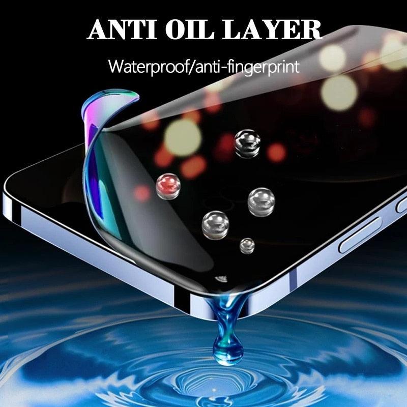 2Pcs Anti-Spy Hydrogel Film for IPhone 11 14 Pro Max 7 8 Plus Privacy Screen Protectors for IPhone 12 13 PRO XS MAX Mini X XR Bubble Free Fine Diamond Clear Crystal Shockproof Tempered Glass Film Stevvex