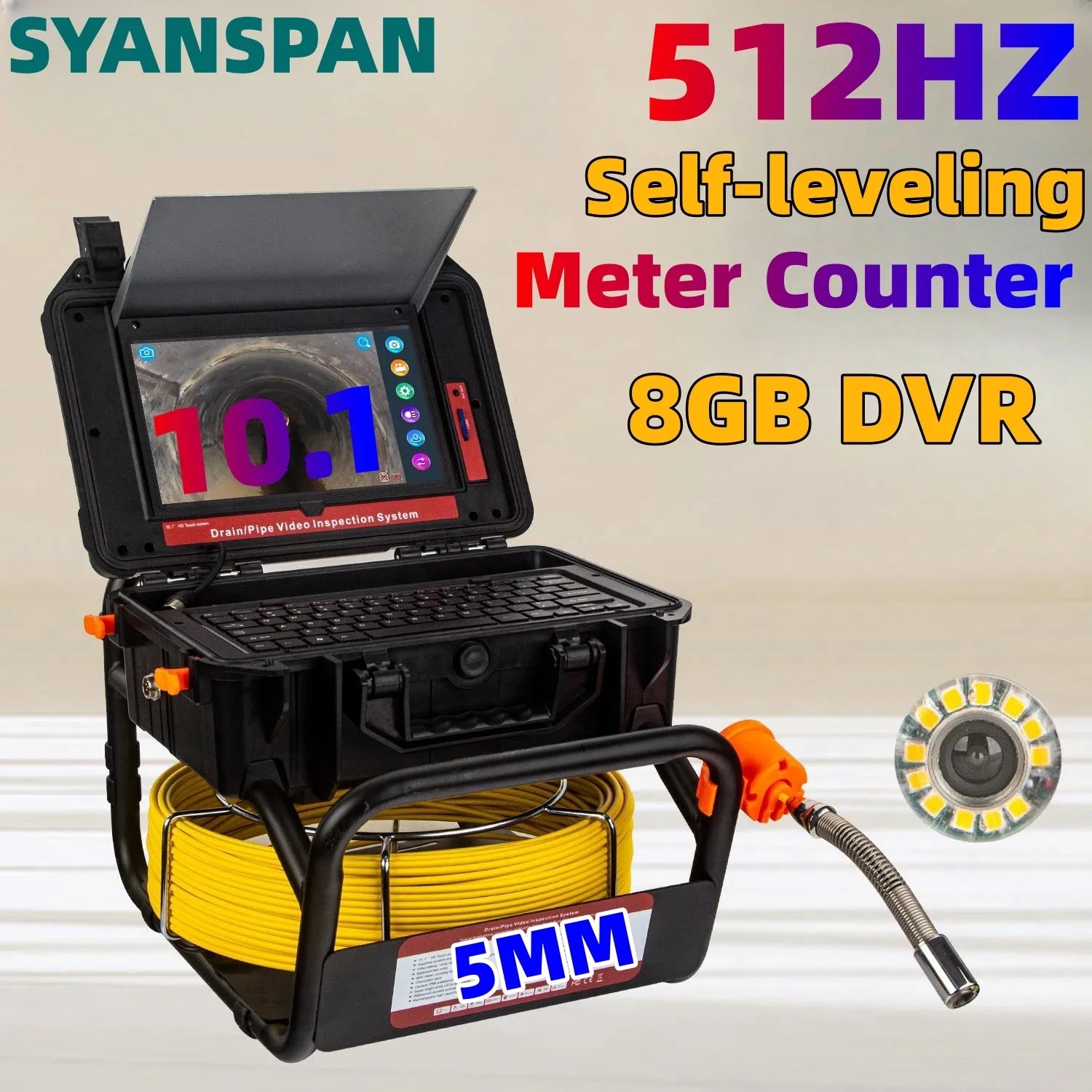 Pipe Inspection Camera 10.1inch1080P Screen,SYANSPAN Sewer Endonscope Self-Leveling 512HZ Sonde/Transmitter Meter Counter 30/50M Lootquake LLC