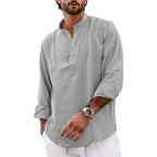 Streetwear Mens Cotton Linen Shirts Casual Lightweight Long Sleeve Henley Shirts for Men Beach Hawaiian Breathable T Shirts Lootquake LLC