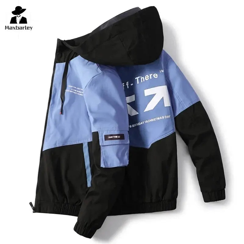 Men's Coat Casual Korean Style Spring Fashionable Thin Topmen's Jacket Hood Student Workwear Jacket Harajuku Street Clothing Pi-Mart