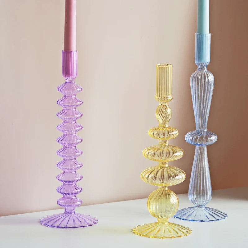 Glass Candle Holders Nordic Decor Taper Candle Holder Candlesticks for Home Wedding Room Decoration Party Vase Home Decor Pi-Mart