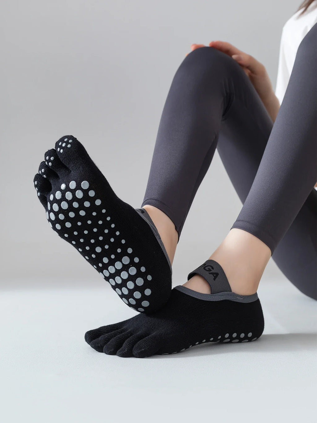 Women's five finger socks, anti slip yoga socks