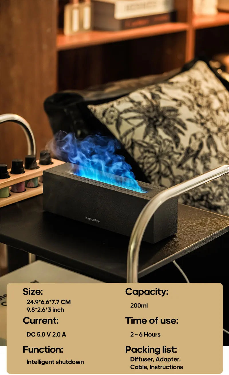 KINSCOTER Flame Aroma Diffuser Air Humidifier Ultrasonic Cool Mist Maker Fogger LED Essential Oil Lamp Realistic Fire Difusor Lootquake LLC