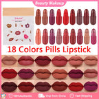 Pills Lipstick  6/10/18 Colors Long Lasting Pill Lipstick Cute Waterproof Non-Fading Lipstick Velvet Matte Lipstick Set