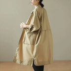 9290 Spring Fall Trench Coat Women Mid Length Windbreaker Single-breasted Double Pockets Casual Loose Overcoat Female Outerwear