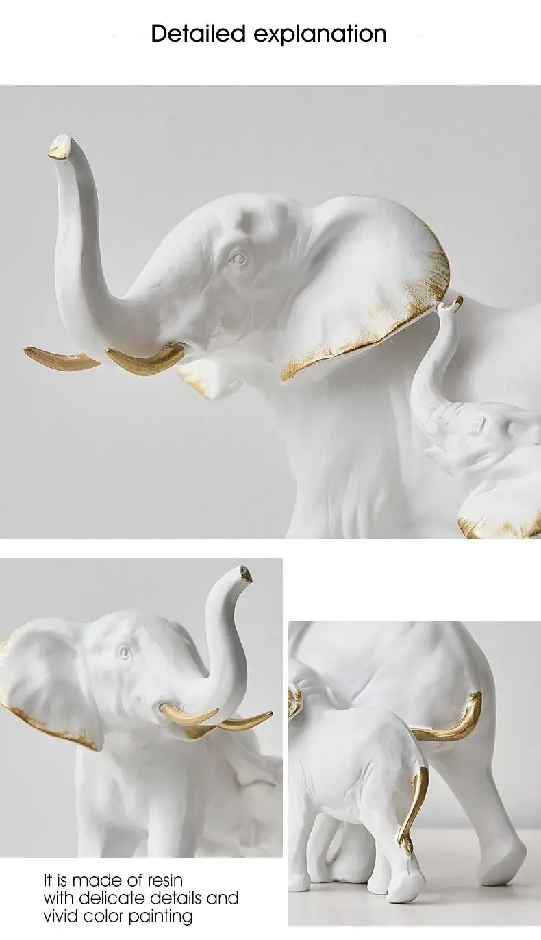 1pairs Creative Modern Decor Animal Resin Elephant Statues & Figurines Sculpture Living Room Table Ornaments Crafts Lootquake LLC