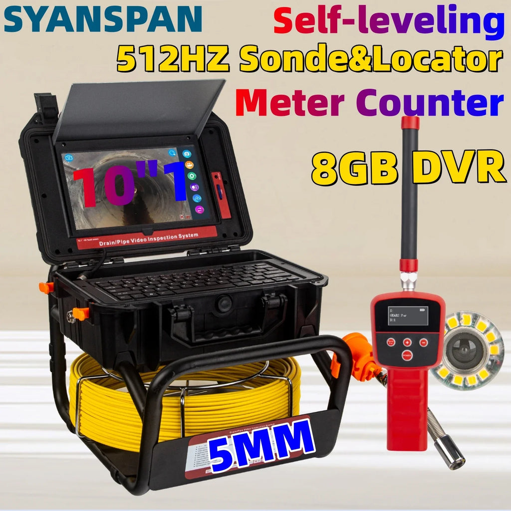 Pipe Inspection Camera 10.1inch1080P Screen,SYANSPAN Sewer Endonscope Self-Leveling 512HZ Sonde/Transmitter Meter Counter 30/50M Lootquake LLC
