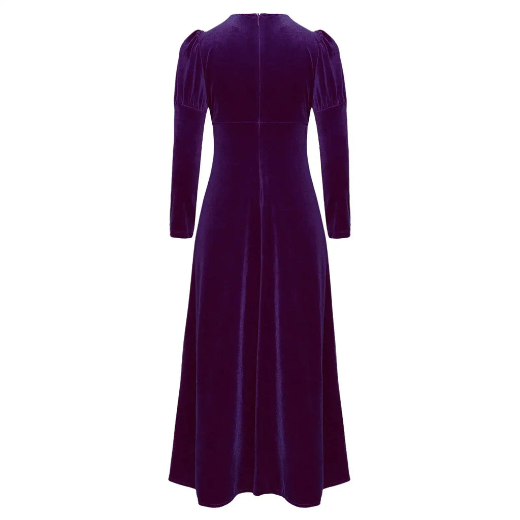 Girls Velvet Medieval Princess Dress Long Sleeve Renaissance Retro Robe Ancient Roman Long Dress for Halloween Carnival Party