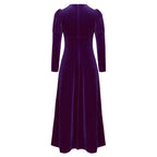 Girls Velvet Medieval Princess Dress Long Sleeve Renaissance Retro Robe Ancient Roman Long Dress for Halloween Carnival Party