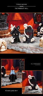 Halloween Party Pumpkin Haunted House Decorations Resin Props Ornaments Desktop Atmosphere Creative Mini Haunted House Ornaments