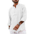 Streetwear Mens Cotton Linen Shirts Casual Lightweight Long Sleeve Henley Shirts for Men Beach Hawaiian Breathable T Shirts Lootquake LLC